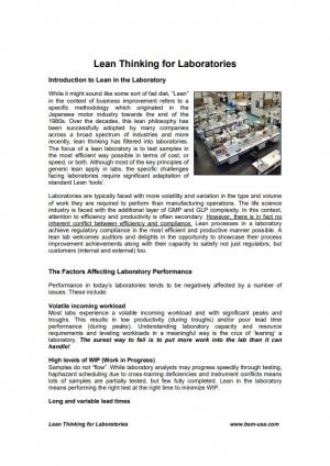 Lean Thinking for Laboratories